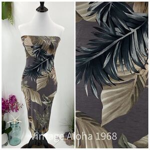 Tiki Dress Lovely Day StraplessTropical Print Mauve Tan M